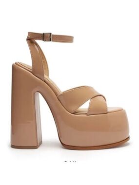 Nude Platform Ankle-Strap High Heel Sandals by SCUTZ